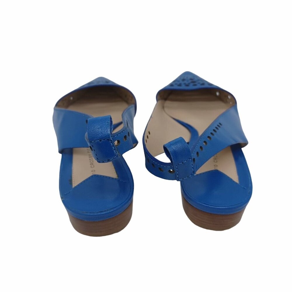 🤩RARE Women's Sandals Shoes Sz 7.5 Leather 10 Crosby Derek Lam Blue Ankle Strap - Picture 4 of 9